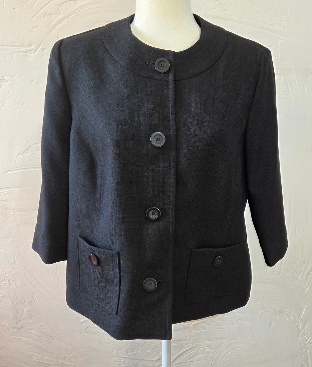 Alfred Dunner Black Button Up Jacket Vintage Style Woman's Size 12P